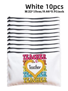 5pcs Best Teacher Theme Zipper Pouch Express Gratitude And Love Makeup Bag Various Snack Small Storage Bag Portable Multi-Functional Storage Bag Teacher Travel Storage Gift Thanksgiving Christmas Birthday Teacher's Day Back To School Graduation Gift - Multicolor - View 103
