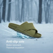 ORVYNE Color-Shift Suede Slides Winter Cozy Anti-Slip Slippers In Olive Green For Comfortable Indoor Wear Women's Walking Shoes Lightweight & Cozy Fit - 青檸色 - 查看 6