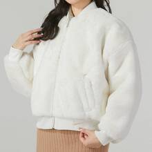 Nike Sportswear 柔軟舒適休閒人造皮毛絨感 純色短款立領雙面可穿 外套 女款 白色 - 白色 - 查看 5