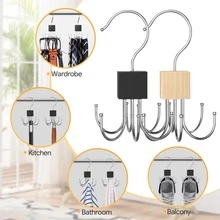 1pc/2pcs Rotating 6-Claw Belt Hook, Multi-Functional Closet Storage Rack, Suitable For Belts, Ties, Scarves, Bags, Vests, Hats, Rotating Clothing Accessories Storage Rack, Essential Dormitory Home Closet Supplies - Multicolor - View 2