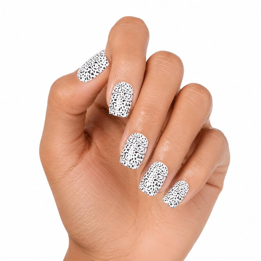 Finger Queen Short Square False Nails Animal Print Black And White 24pcs Card - Estampado animal negro blanco - Ver 1