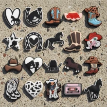 20pcs Western Cowboy Style Shoe Charms - Vintage Cowboy & Equestrian Theme (PVC) - Suitable For Various Clog Styles - Gift - Multicolor - View 2