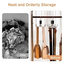1pc/2pcs Rotating 6-Claw Belt Hook, Multi-Functional Closet Storage Rack, Suitable For Belts, Ties, Scarves, Bags, Vests, Hats, Rotating Clothing Accessories Storage Rack, Essential Dormitory Home Closet Supplies - Multicolor - View 5