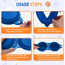 Collapsible Dog Bowl, Travel Food And Water Bowl For Dogs, |350ML Capacity Per Bowl, Portable Dog Bowl, Suitable For Walking, Hiking, Camping For Small And Medium-Sized Dogs Travel Bowl - Blue - View 7