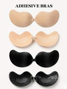 Invisible Push-Up Sticky Bra: Reusable Adhesive Backless Strapless Bra. Strong Hold Deep Plunge For Wedding, Low Cut & Party Dresses. - Apricot - View 1