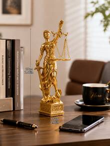Luxury Gold Justice Goddess Statue Desktop Ornament, Modern Aesthetic Office Sculpture, Minimalist Home Bookshelf Decor, Suitable For Study And Living Room Decoration - 1PC - View 5