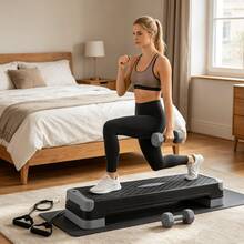 3-In-1 Aerobic Step Platform 600 LBS Adjustable Exercise Stepper - Gray - View 2
