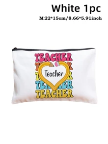 5pcs Best Teacher Theme Zipper Pouch Express Gratitude And Love Makeup Bag Various Snack Small Storage Bag Portable Multi-Functional Storage Bag Teacher Travel Storage Gift Thanksgiving Christmas Birthday Teacher's Day Back To School Graduation Gift - Multicolor - View 71