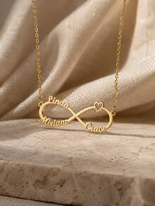 Customized Family Member Name Infinity Necklace, Personalized Heart Pendant Necklace For Women, Thanksgiving Gift, Christmas Gift - Gold - View 8
