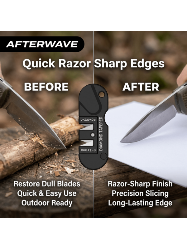 1pc 3-In-1 Outdoor Portable Knife Sharpener, Coarse Grinding/Fine Honing/Tip Trimming 3 Functions, Suitable For Home Kitchen, Outdoor Camping, Hiking Adventure, Carbide + Ceramic + Diamond Combination Material, Compact Pocket-Sized Ultra Portable, Multi-Function Knife Sharpening Tool