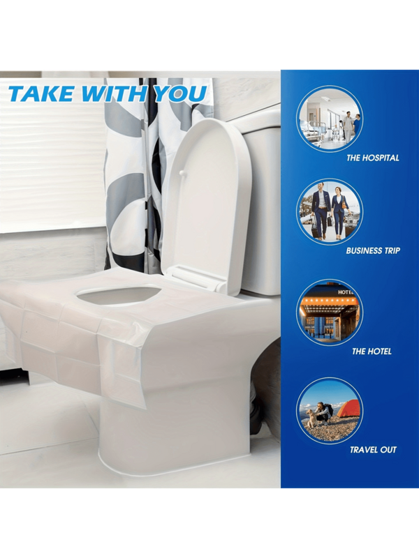 100/50/10pcs, 10pcs/Pack Disposable Toilet Seat Covers, Water-Soluble Portable Toilet Seat Covers, Suitable For Travel And Business Use, Portable Toilet Seat Covers, Toilet Seat Covers, Essential For Airplane Travel And Camping, Bathroom Accessories, Toiletries