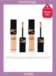 [ 2 X 5ml ] YSL Saint Laurent Long-Lasting Concealer LC1+LC2 Concealer Pencerah untuk Lingkaran Hitam dan Bekas Jerawat, Ringan dan Tidak Berkerut - LC1 (5 ml) + LC2 (5 ml) - View 1