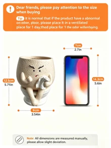 1 Peça Porta-Caneta Engraçado de Banheiro, Copo de Lápis com Rosto Zangado Fofo, Organizador de Mesa Texturizado para Canetas, Marcadores, Tesouras, Suprimentos Escolares, Escritório em Casa, Mesa de Estudo, Decoração de Quarto de Dormitório, Presente - Visão 10