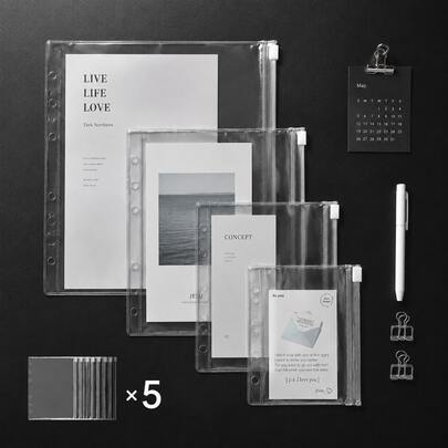 5 buah Kantong Binder PVC Transparan dengan Resleting Ukuran A4/A5/A6/A7, Tahan Lama & Tahan Air, Praktis untuk Mengatur Dokumen, Foto, Uang Tunai | Tas Penyimpanan Notebook Lepas untuk Perjalanan, Dapat Menyimpan Alat Tulis, Kwitansi, Perlengkapan Sekolah, Musim Kembali ke Sekolah.