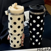 30oz 黑白波點保溫隨行杯，適合熱帶度假、海灘旅行與衝浪日，防漏設計，適用於冰飲、奶昔與夏季清涼飲料 - 彩色 - 查看 5