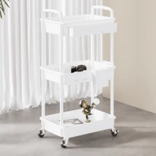 3 Tier Rolling Storage Cart With Drawers Rolling Utility Cart With Drawers,Room Decor,Bathroom Decor,Rolling Utility Cart Rolling Storage Organizer Tool For Kitchen,Bathroom,Living Room,Office Outdoor Decor - View 2