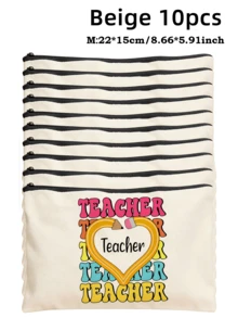 5pcs Best Teacher Theme Zipper Pouch Express Gratitude And Love Makeup Bag Various Snack Small Storage Bag Portable Multi-Functional Storage Bag Teacher Travel Storage Gift Thanksgiving Christmas Birthday Teacher's Day Back To School Graduation Gift - Multicolor - View 84
