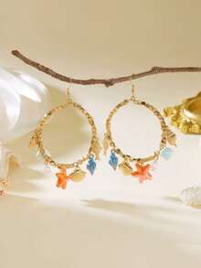 1 Pair Summer Versatile Casual Ocean Style Bohemian Minimalist Vintage Starfish & Shell Earrings - Multicolor - View 1