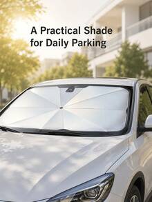 Minimalist, Portable Car Windshield Sunshade Umbrella; Features A Reflective Titanium-Silver Coating And A Foldable, Easy-To-Store Umbrella Design; Provides Sun Protection, Heat Insulation, And Interior Protection. - Multicolor - View 8