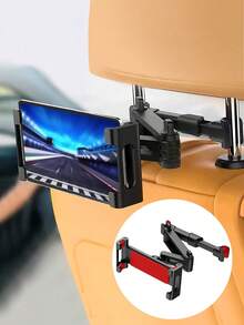 1pc Black Upgraded Car Headrest Tablet & Phone Holder, 360° Rotating & Extendable Mount - A - View 2