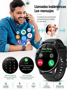 Smartwatch With 2 Straps (Steel + Silicone), Bluetooth Calls, Heart Rate Monitor, Sports And Notifications For Android And IOS - Black - View 3