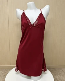 3-Piece Set Of Women's Solid Color Lace Pajamas, Lace Panel, Side Slit Skirt, Sexy Lace Home Sleepwear - Mixed Colors - View 9
