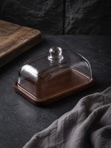 Transparent Glass Butter Dish With Wooden Lid, Sealed Butter Storage Container, Large Cheese Tray Box, Suitable For Kitchen Countertop And Refrigerator - View 13