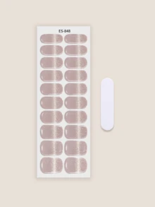 Cross-Border New Semi-Cured Gel Summer Toe Nail Stickers, Shiny Glitter Design, Ready Stock Wholesale, Waterproof And Long-Lasting - 淺粉色 - 查看 2