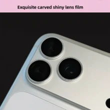 適用於 iPhone 17pro Max/16pro/15pro/AIR 的刻印鏡頭保護膜，銀色亮面鋼化玻璃鏡頭蓋，AR 防刮膜 - 彩色 - 查看 3