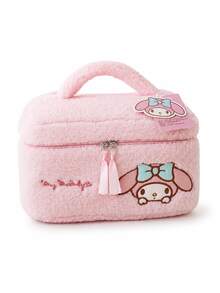 Miniso Sanrio 4 Styles Fluffy Teddy Makeup Case, Hello Kitty Kuromi Cinnamoroll My Melody Embroidered Cosmetic Box With Handle. Large Storage For Skincare & Makeup. Ideal For Halloween Prep, Thanksgiving Travel, Christmas Gift For Girls. - Multicolor - View 7