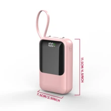 GAWFOLK 粉色 10000mAh 磁吸式无线充电宝，内置 3 根快充线及 LCD 显示屏 | 22.5W 便携式充电器，适用于 16/15/14/13 及安卓手机 | 时尚粉色，配有挂绳，是情人节礼物、旅行、徒步及日常通勤的完美之选 | 可靠的应急备用电源及便携式充电器（粉色充电宝），旅行必备好礼 - 彩色 - 查看 10
