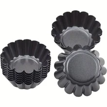 2pcs/5pcs/10pcs High Quality Carbon Steel Tart Molds, Non-Stick Heat-Resistant Easy To Clean, Suitable For Lemon Tart, Pudding And Cake, Durable Multi-Functional Baking Molds - Multicolor - View 2