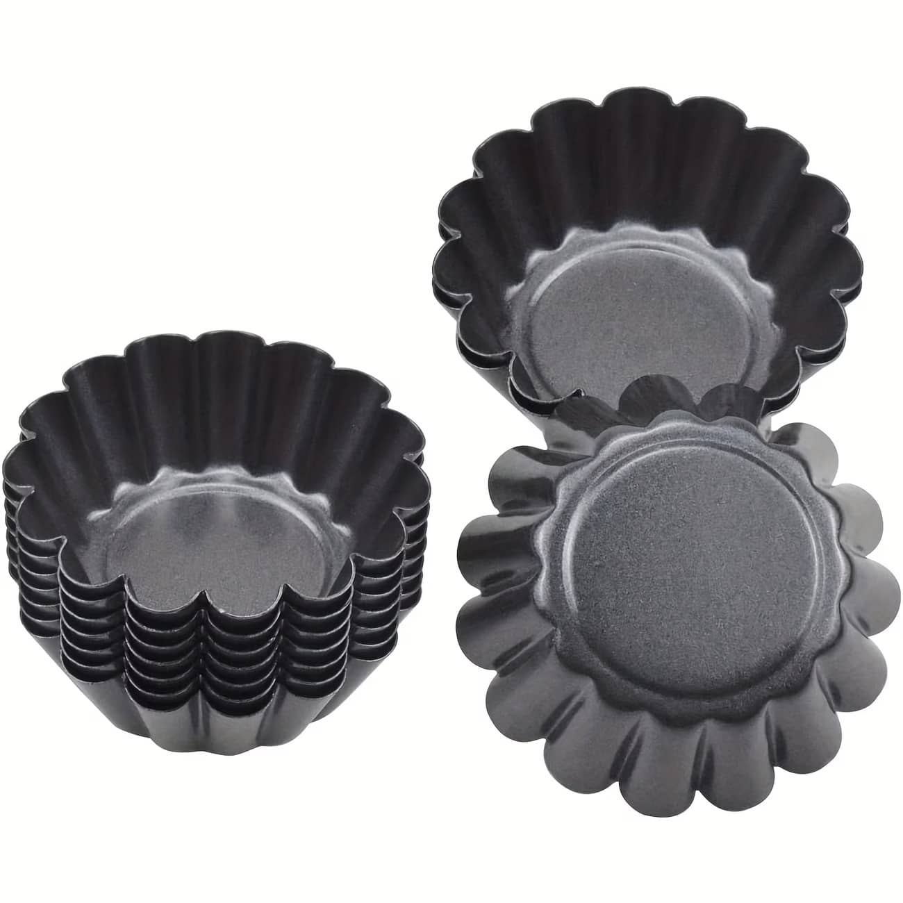 2pcs/5pcs/10pcs High Quality Carbon Steel Tart Molds, Non-Stick Heat-Resistant Easy To Clean, Suitable For Lemon Tart, Pudding And Cake, Durable Multi-Functional Baking Molds