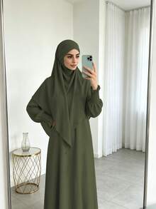 1pc Minimalist Elegant Muslim Hijab + Versatile Dress, Suitable For Daily Wear - Multicolor - View 6