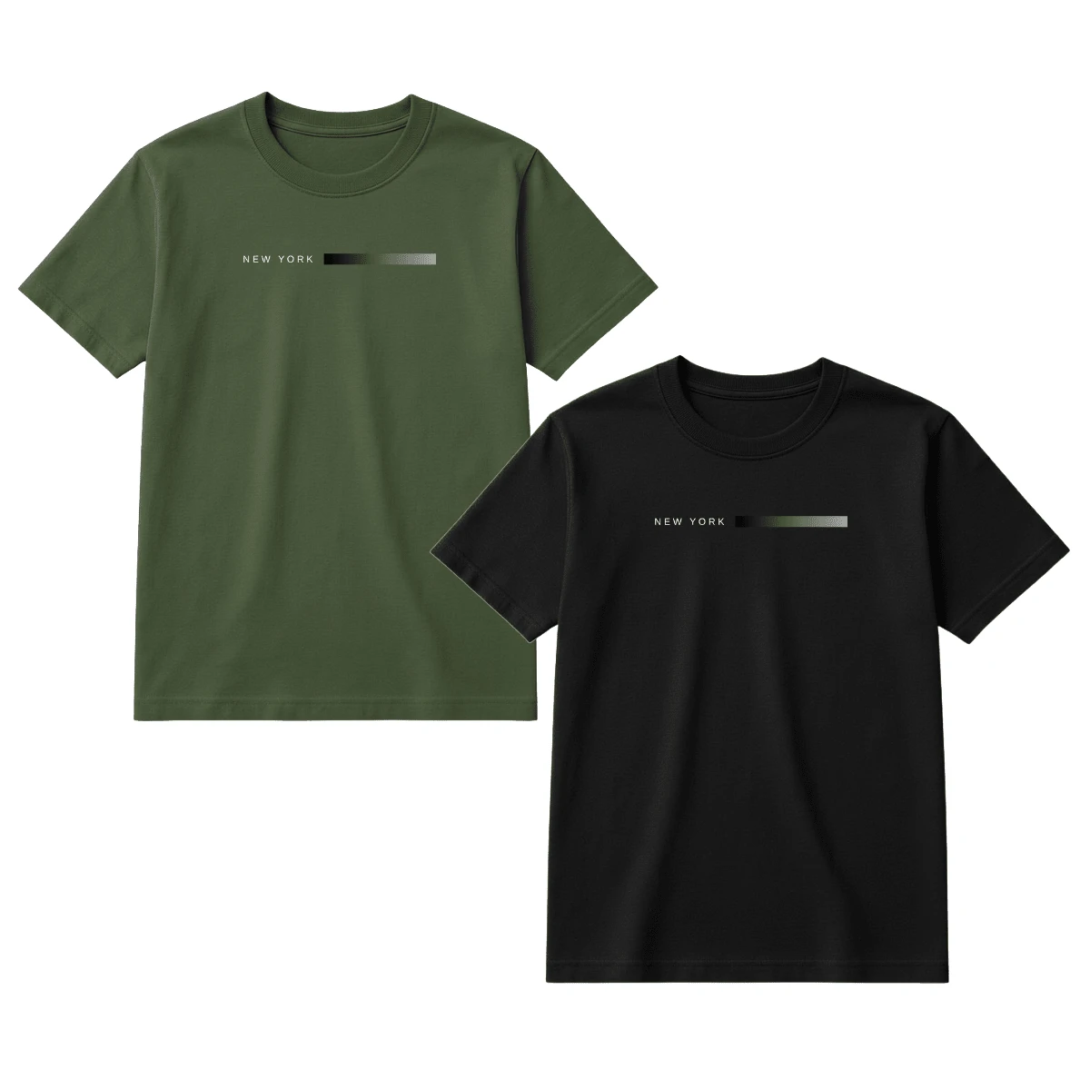 Set Of 2 Men's T-Shirts, 100% Premium Cotton, Printed, Various Colors, New Release - 黑綠 - 查看 1