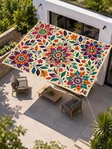 1pc Bohemian Floral Sun Shade, Lightweight Polyester Material, Suitable For Beach, Camping, Garden, Picnic, Outdoor Adventure Sun Shade (Support Pole And Rope Not Included) - B - View 4