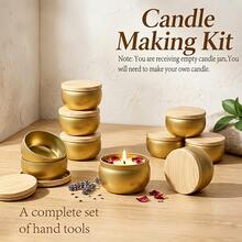 48pcs Complete DIY Candle Making Kit, 8 Gold Metal Cans With Wood Grain Lids And 40 Handmade Accessories, Sturdy Empty Candle Jars, Suitable For Beginners To Make Handmade Scented Candles, Home Decor, Wedding Favors, Holiday Gifts And Small Item Storage - 48pcs/Set - View 4
