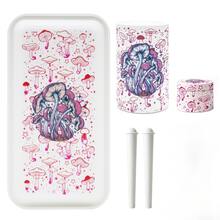 蘑菇圖案大托盤套組，禮盒包裝設計，精緻時尚優雅，附多款配件：儲存管、研磨器與儲存罐，方便收納、旅行與居家派對使用，吸煙配件，居家工具，適合送給朋友的生日與節日禮物 - 彩色 - 查看 9