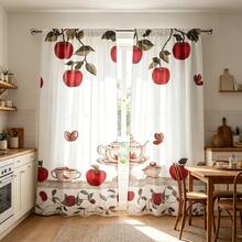 2pcs Fruit Embroidery Print Modern Curtains, 100% Polyester Fabric Durable, Suitable For Living Room, Bedroom, Kitchen, Bathroom Decor (Curtain Rods Not Included) - Multicolor - View 8