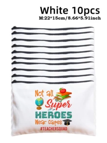 5pcs Best Teacher Theme Zipper Pouch Express Gratitude And Love Makeup Bag Various Snack Small Storage Bag Portable Multi-Functional Storage Bag Teacher Travel Storage Gift Thanksgiving Christmas Birthday Teacher's Day Back To School Graduation Gift - Multicolor - View 45
