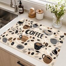 1pc Colorful Plaid Print Diatomaceous Earth Absorbent Drying Mat, Kitchen Countertop Water-Absorbing Mat, Coffee Machine Mat, Pour-Over Coffee Pot Mat, Dish & Cup Draining Mat, Non-Slip Backing Kitchen Mat, Dining Table Mat, Washing Machine Mat, Home Kitchen Dining Table Coffee Shop Bar Decor Mat, Holiday Party Housewarming Gift - Multicolor - View 2