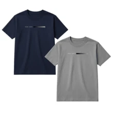 Set Of 2 Men's T-Shirts, 100% Premium Cotton, Printed, Various Colors, New Release - 灰色和海軍藍 - 查看 1