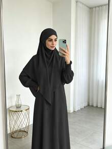 1pc Minimalist Elegant Muslim Hijab + Versatile Dress, Suitable For Daily Wear - Multicolor - View 19