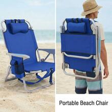 AORAN Portable And Foldable Backpack-Style Beach Chair With 5 Adjustable Tilt Angles. It Comes With A Cup Holder, Headrest, And Towel Rack. It Is Strong And Suitable For Beaches, Camping, And Outdoor Activities. Available In 3 Colors - Dark Blue Beach Chair - View 6