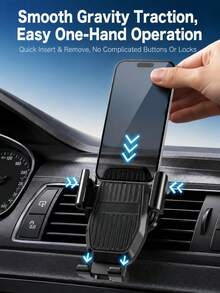 Upgraded Car Air Vent Phone Holder, Y-Shaped Stable Locking Gravity Phone Mount, 360° Rotating Hands-Free, Reinforced Hook Anti-Shake, One-Hand Operation, Universal For Sedan, SUV, Truck Interior - A - View 8