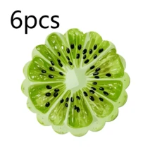 波浪邊圓形聚酯纖維餐墊 36*36cm，奇異果與西瓜水果切片印花，防水耐熱可水洗，適用於餐桌裝飾與隔熱 - 彩色 - 查看 13