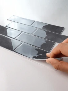 4/10片裝現代地鐵磚自黏式防濺牆貼 - 防水、耐污、簡易DIY安裝。可移除自黏式牆磚貼紙，適用於廚房與浴室防濺牆，可用於節日裝飾、牆貼、乙烯基貼紙及其他家居裝飾、春季裝飾，煥新家居，Rama裝飾貼紙，生日與畢業禮物 - 異型仿磁磚 - 查看 8