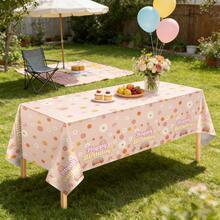 1/3pcs Daisy - Car Birthday Tablecloth Disposable Plastic Tablecloth Rainbow Hippie Birthday Party Supplies Party Decoration Vintage Daisy Party Tablecloth Rectangular Plastic Tablecloth 137x274cm - Multicolor - View 4