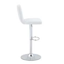 Height-Adjustable Bar Stool / 360° Swivel Bar Stool / With Backrest And Footrest / Leather Upholstery / Load Capacity 136 Kg / For The Bar At Home Or In The Office - 銀色+白色 - 查看 9