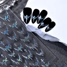 1pc Halloween Dark Bat Sticker, Fiery Red & Gold Nail Art Sticker, Passionate Gothic French Bat Adhesive Sticker, Suitable For DIY Artistic Design - Halloween - View 5